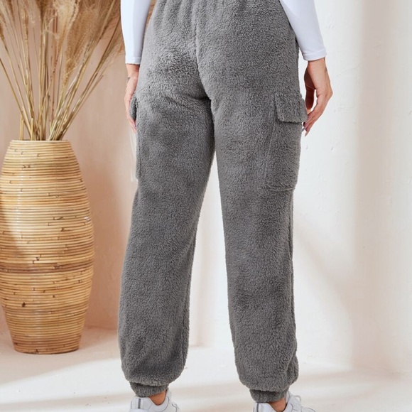 GREY pocket furry teddy jogger pants - Picture 5 of 6